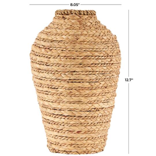 13" Brown Seagrass Handmade Braided Vase